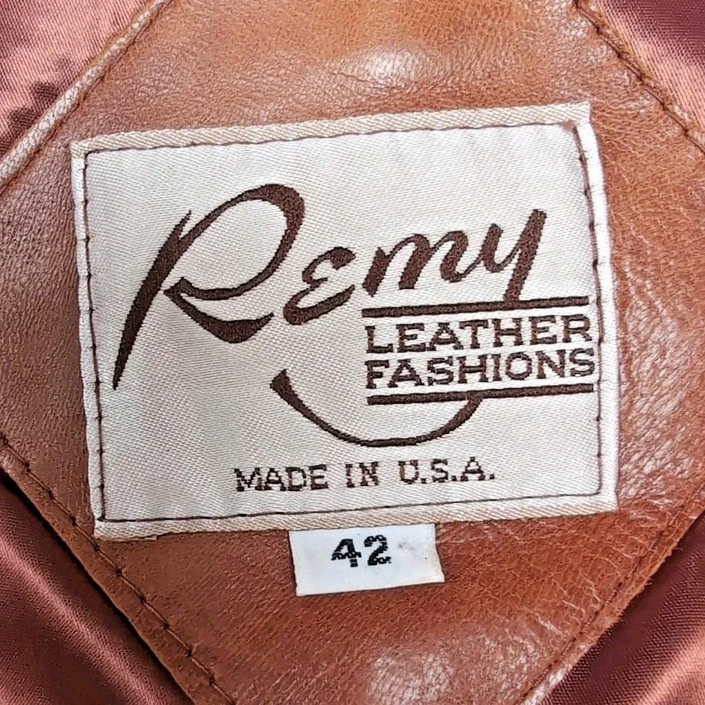 Vtg Remy Leather Fashions Leather Vest Mens 42 Cognac Brown Western‎ USA